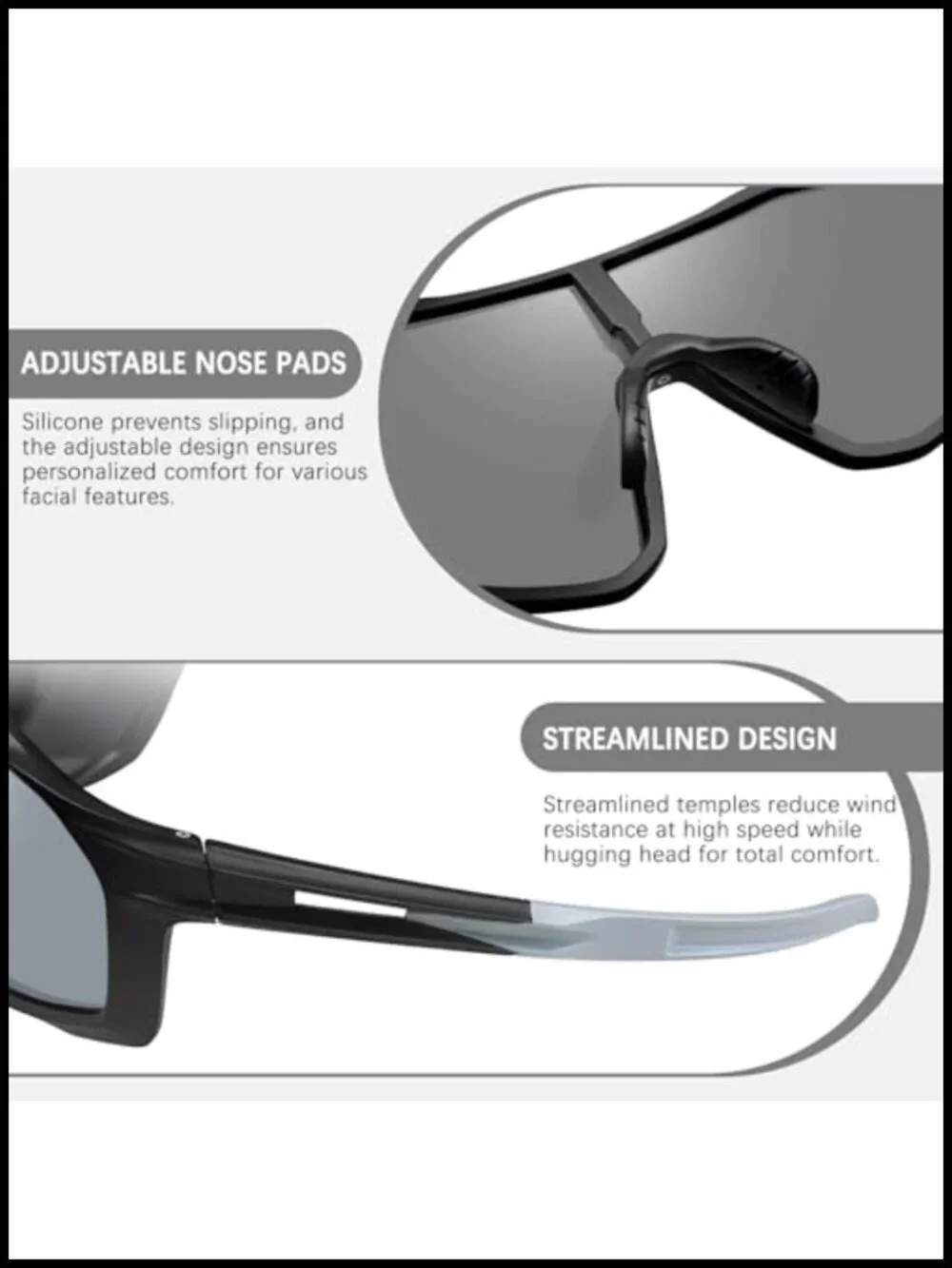 Oversized Sports Sunglasses Polarized Wrap Around UV400 Protection Shield